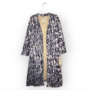 Vintage Concept Animal Print Black Grey Gold Duster Long Sweater Jacket Small
